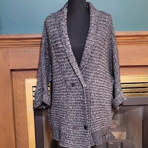 Victoria's Secret Wool Blend Grey Black Double Breasted Knit Cardigan Size Med